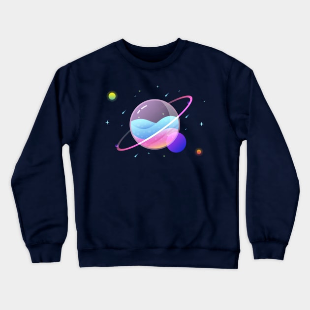 Glowy Glass Planet Crewneck Sweatshirt by lowercasev